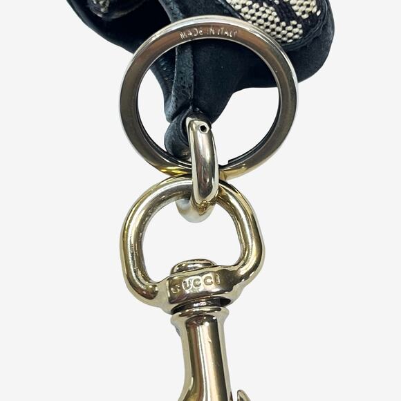 Gucci Mini Sneaker Key Ring Charm Canvas Leather Gold Hardware Made In Italy - Picture 6 of 8